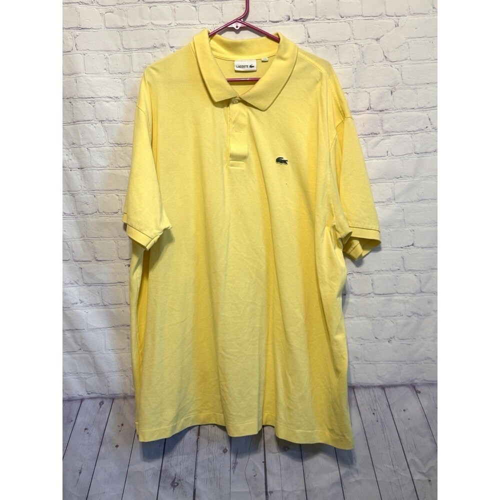 Lacoste Men's Yellow Short Sleeve Pique Polo Shirt Size 4XLT Big & Tall